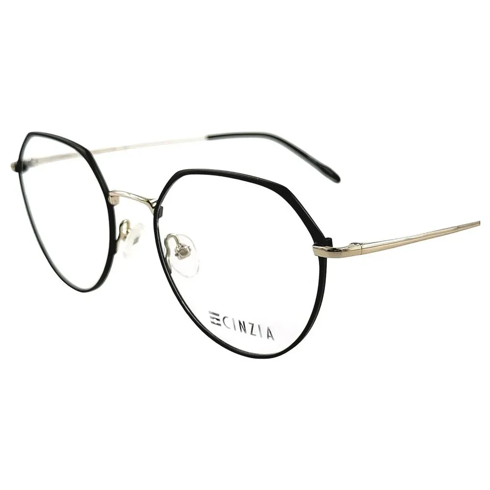 Cinzia CIN5111 Womens Metal Eyeglass Frame C1 Black Gold 51-19 w Case